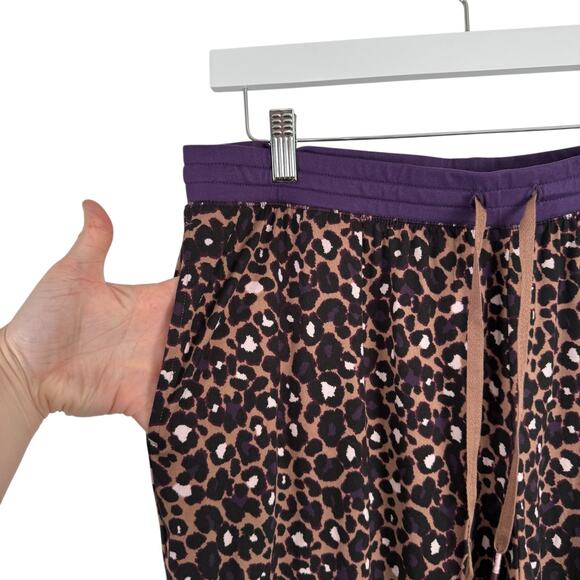 Cuddl Duds Jersey Purple Cheetah Printed Jogger Pajama Set Lounge Womens Large - Picture 8 of 9